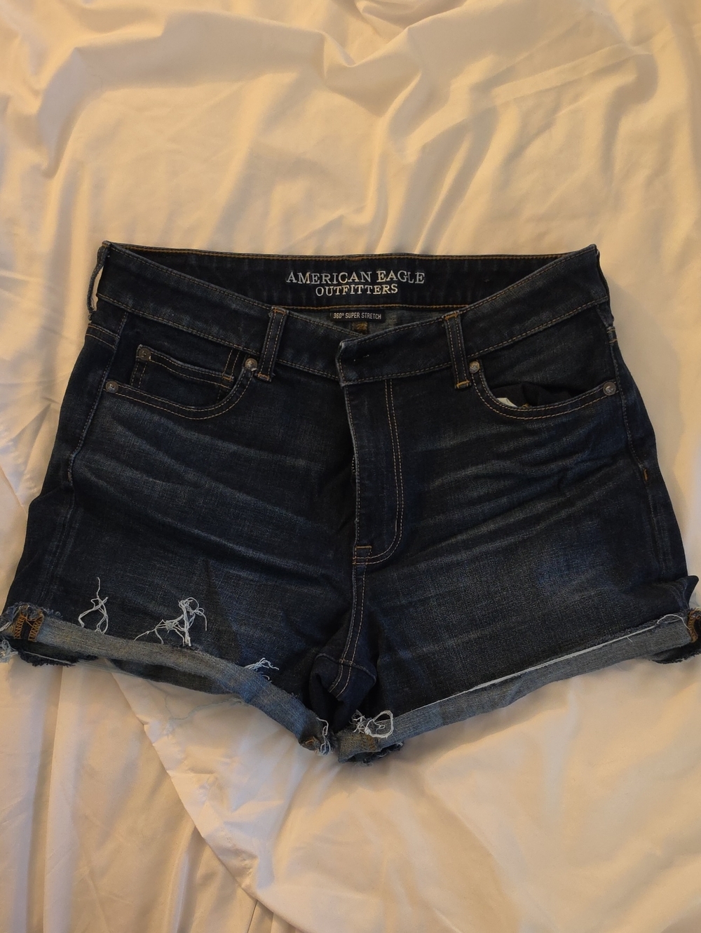 American Eagle Outfitters Dark Indigo High Rise Shortie Denim Shorts, Size 14